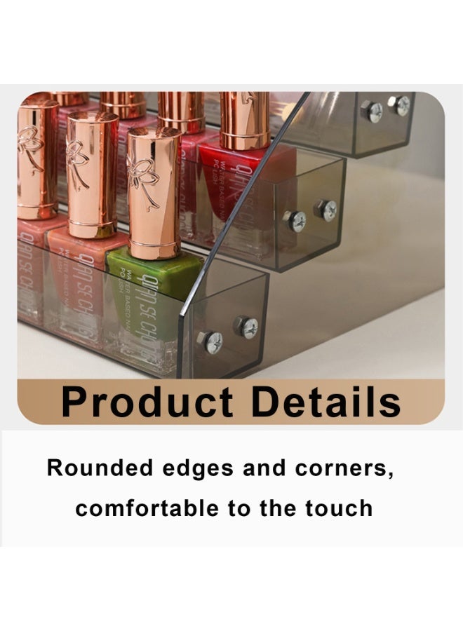 SRLIWHITE Clear Acrylic Display Stand, 4-Tier Makeup Organizer Riser for Cosmetics, Nail Polish and Perfume, Space-Saving Countertop Storage Rack - Image 3